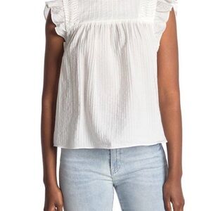 Club Monaco White Ruffle Sleeve Blouse